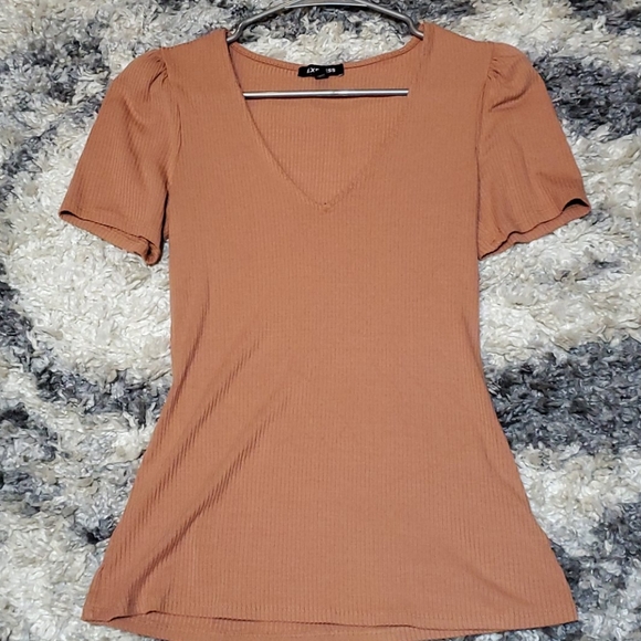 Express Tops - Express Burnt Orange Rust Work Fall Tee-Shirt